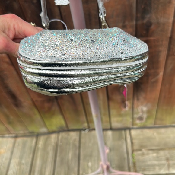 Betsey Johnson Silver Diva Rhinestone Micro Silver Pouch - Picture 8 of 15